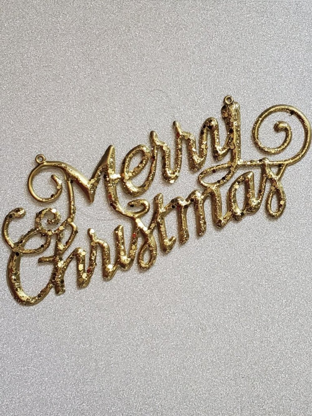 Merry Christmas Gold Glitter Hanging Sign